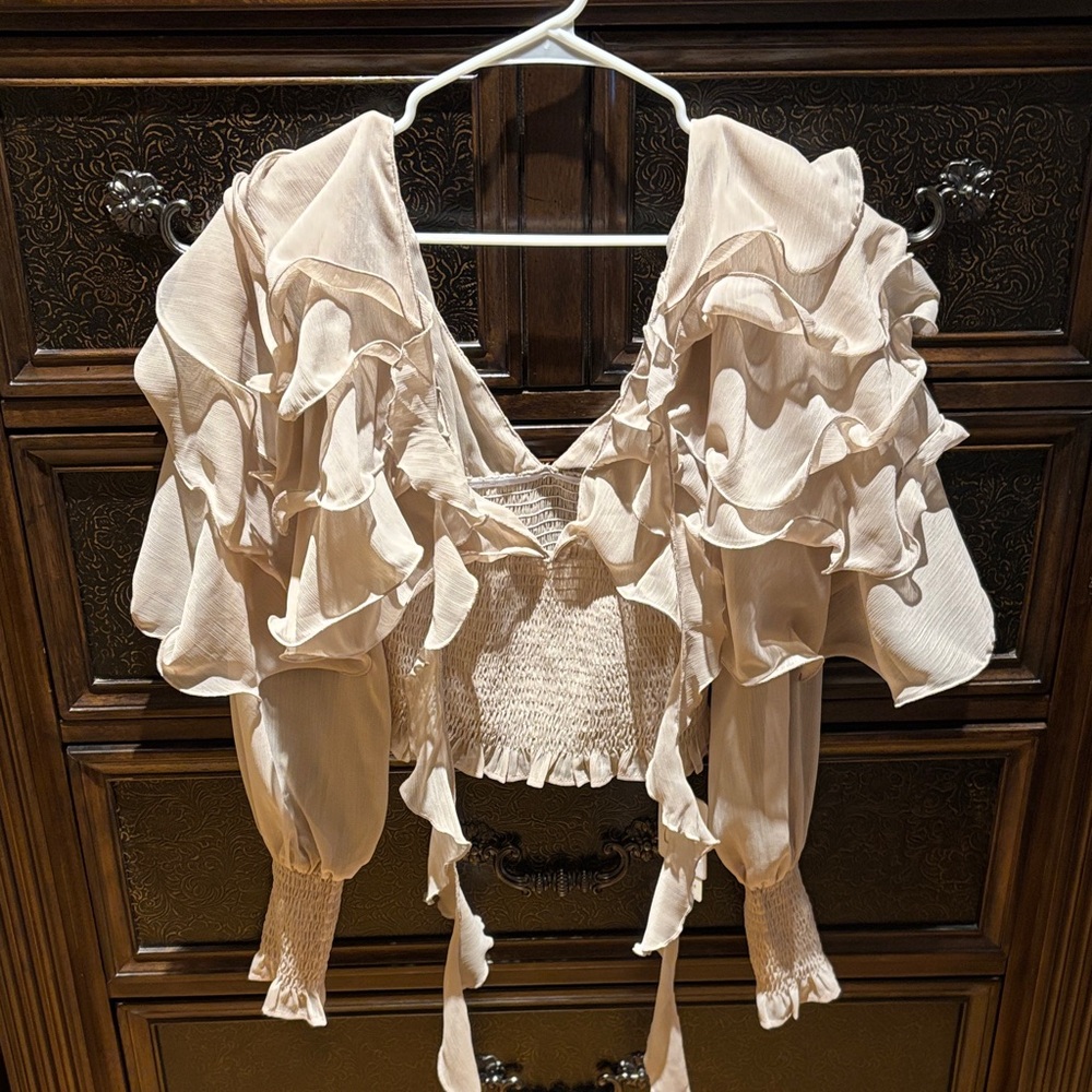 Commense Cream Ruffled Blouse